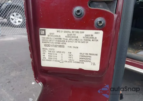 2002 Chevrolet Silverado 1500 Ls z USA, uszkodzony, nr VIN 1GCEC19T02Z130553